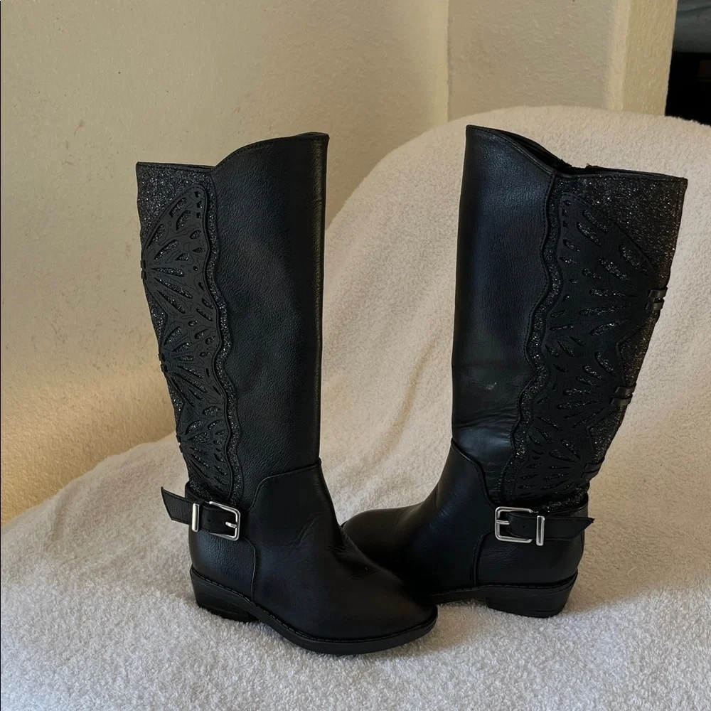 Copper Key Elegant Black Over the Knee Boots